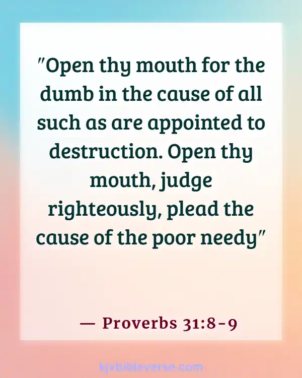Bible Verse About Standing Up For What Is Right (Proverbs 31:8-9)