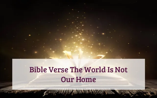 Bible Verse The World Is Not Our Home